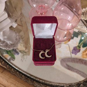 Gold Threaded Moon Earrings